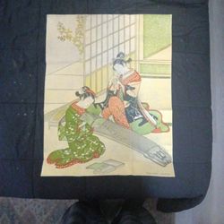 Japanese woodblock print "Descending Geese of the Koto Bridge"