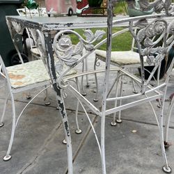 Antique Iron Outdoor Table And Chair Set 