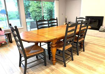 Wicker bench and 4 chairs