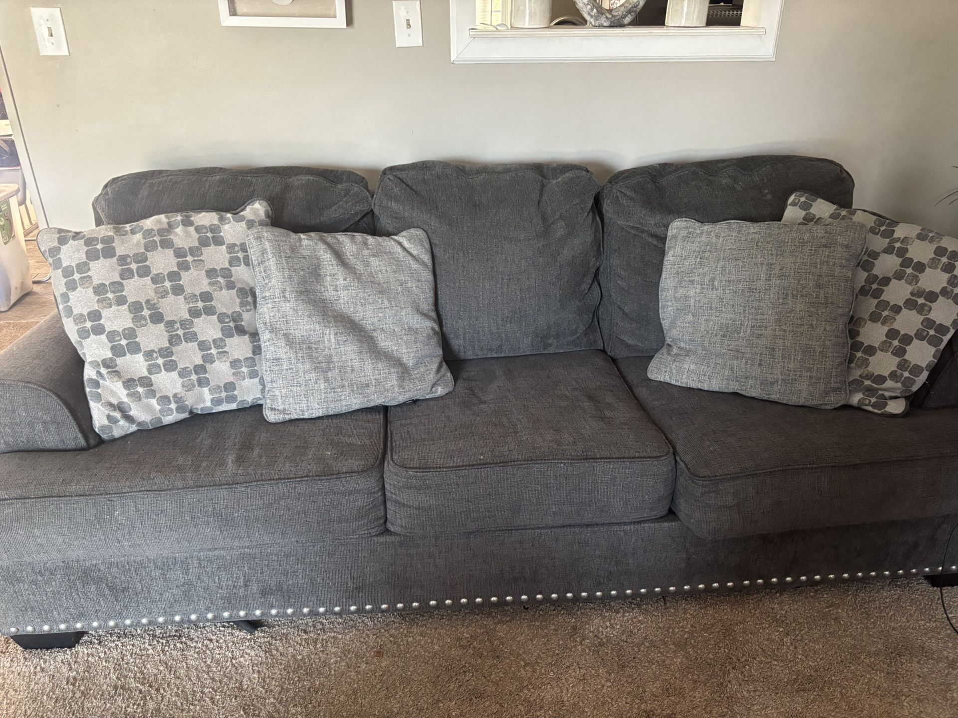 4 Piece Living Room Set Grey (sofa/love seat/single couch/ottoman)