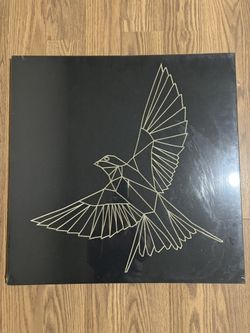 Ikea Pjatteryd Black & White Canvas Stitched Artwork Bird