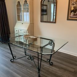 Dining table glass wrought iron