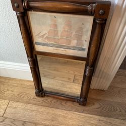 Wall Mirror Reproduction Federal Split Column Currier & Ives Print VTG 1960s