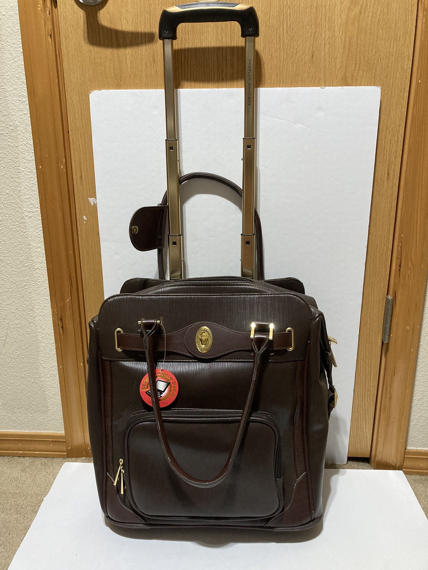 Adrienne vittadimi Brown Rolling travel carry On Bag  With Telescope Handle