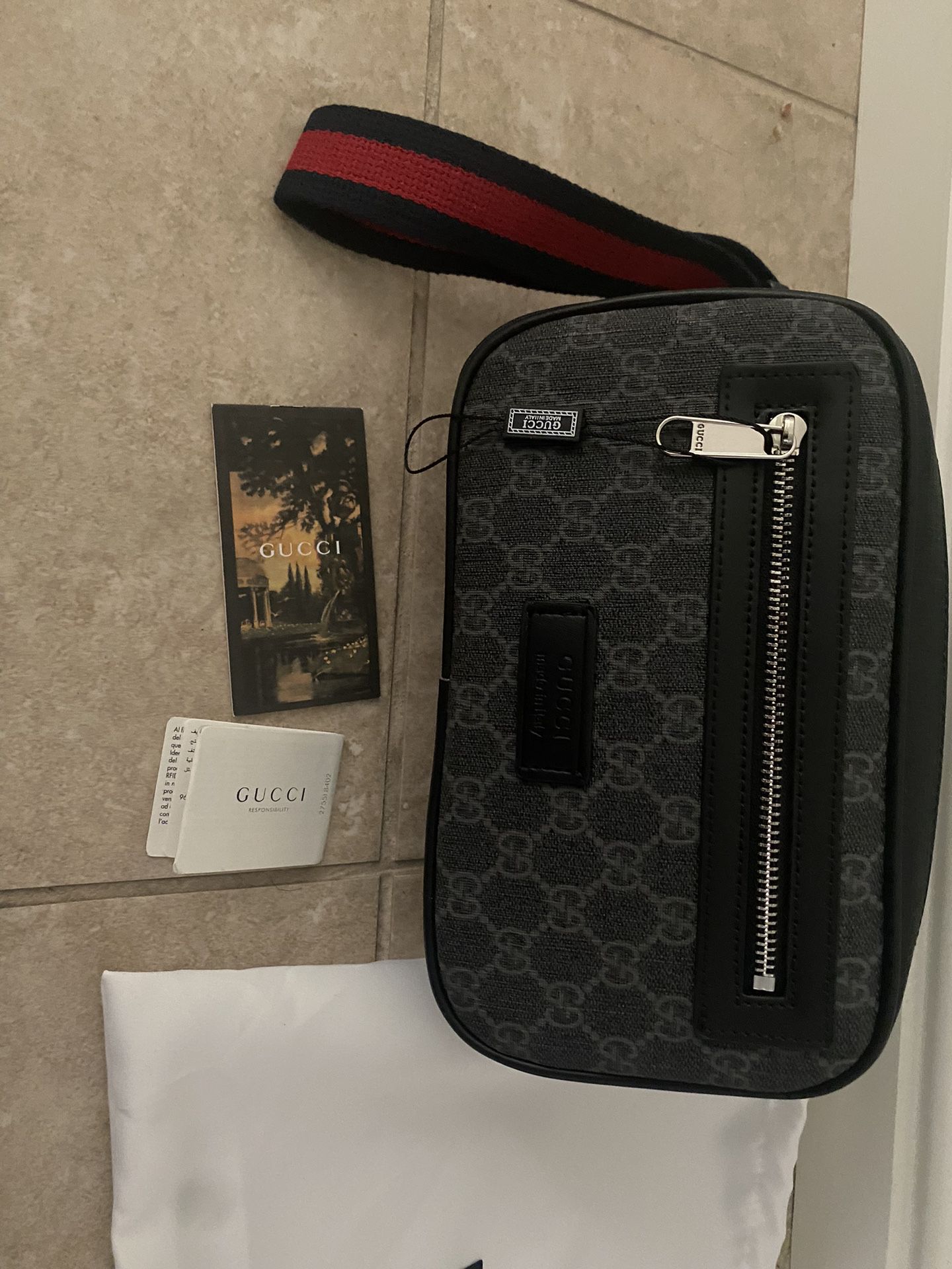 Gucci Black Belt Bag, Crossbody Bag, With Tags, Dust Bag