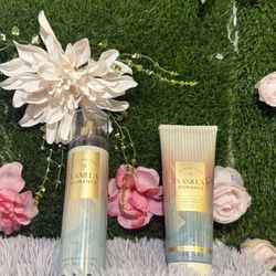 Bath & Body Works Vanilla Romance Mist & Body Cream Set 8 oz Shea Butter