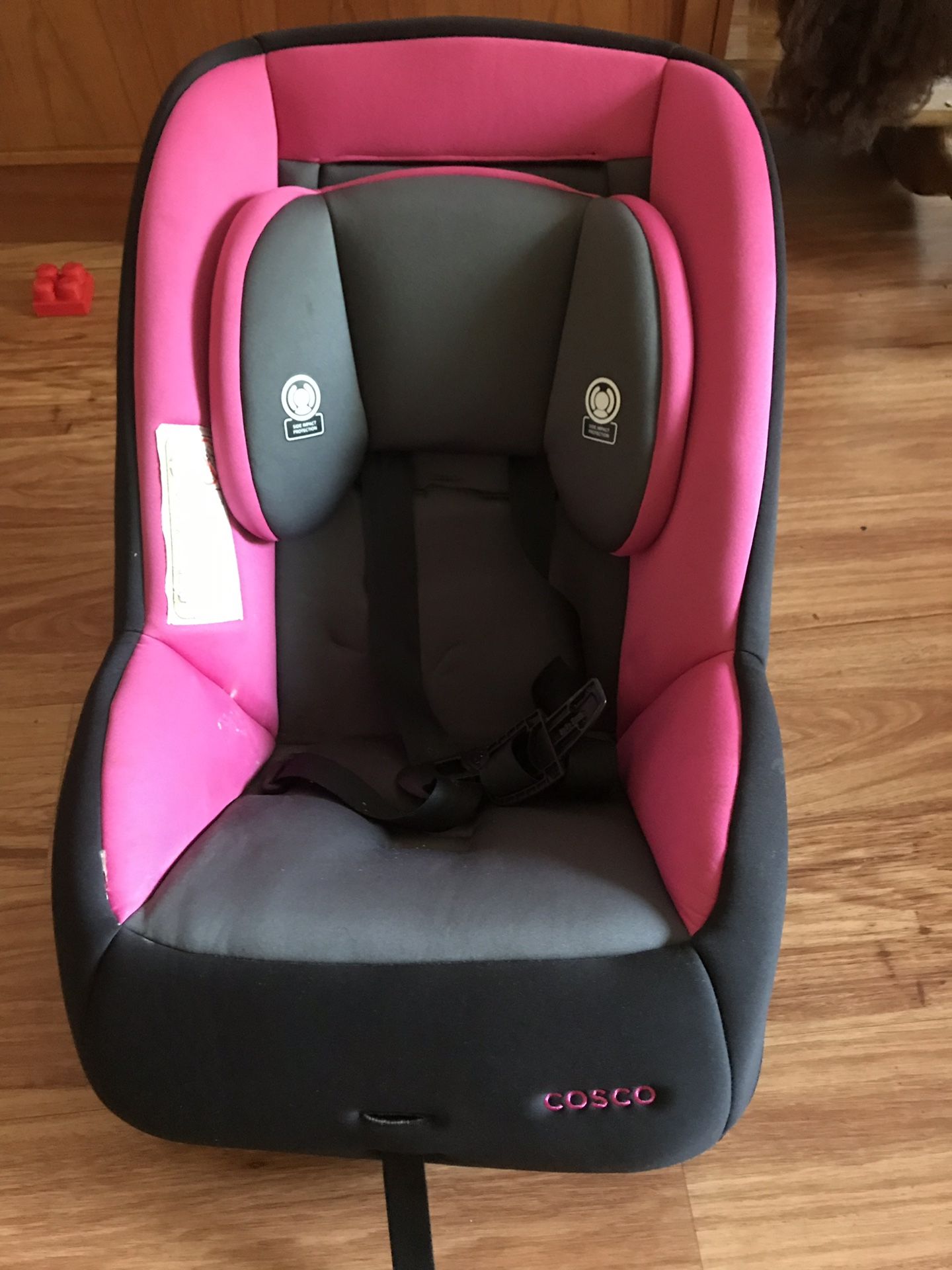 Girls pink car seat
