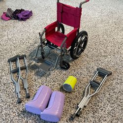 American Girl Wheelchair, Crutches And Arm/Leg Casts
