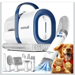 oneisall Dog Grooming Vacuum, Pet Grooming Vacuum with Clipper Nail Grinder, 1.5L Dust Cup Dog deshedding Brush with 7 Tools for Shedding Pet Hair, Ho