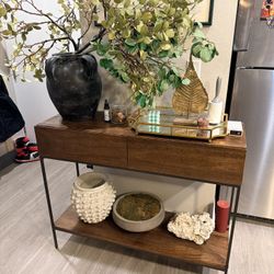 West Elm mango wood industrial console