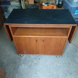 Vintage Computer Desk, With Folding Sides For Extra Surface Space