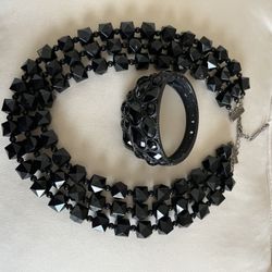 There Two Pieces A  Necklace And A Bracelet They’re Beautiful. The Color Is Black.both For 45 Total 