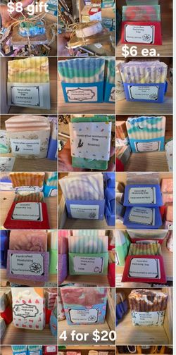 Soaps by Jackie!!
4 for $20 
Or $6 ea.