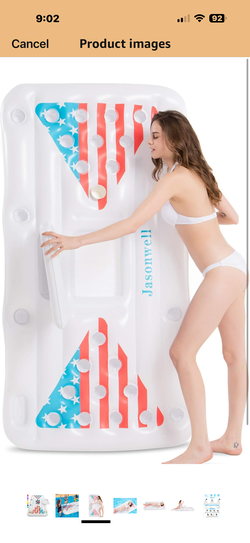 Pool Toys Games Floats - Adult Pool Pong Table Game Float with Cooler Drink Cup Holders and 8 Balls Floating Pong Toss Party Games Water Toys Inflatab