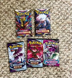 Pokémon TCG Sealed Packs Lot – 6 Packs (2 Lost Origin, 3 Chilling Reign, 1 Fusion Strike)