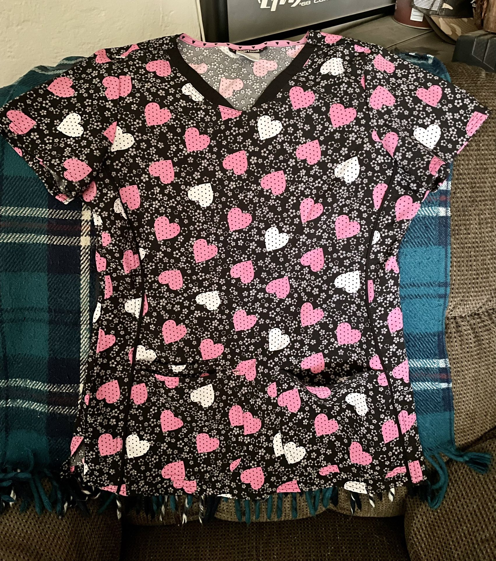 Scrub Top W/Hearts