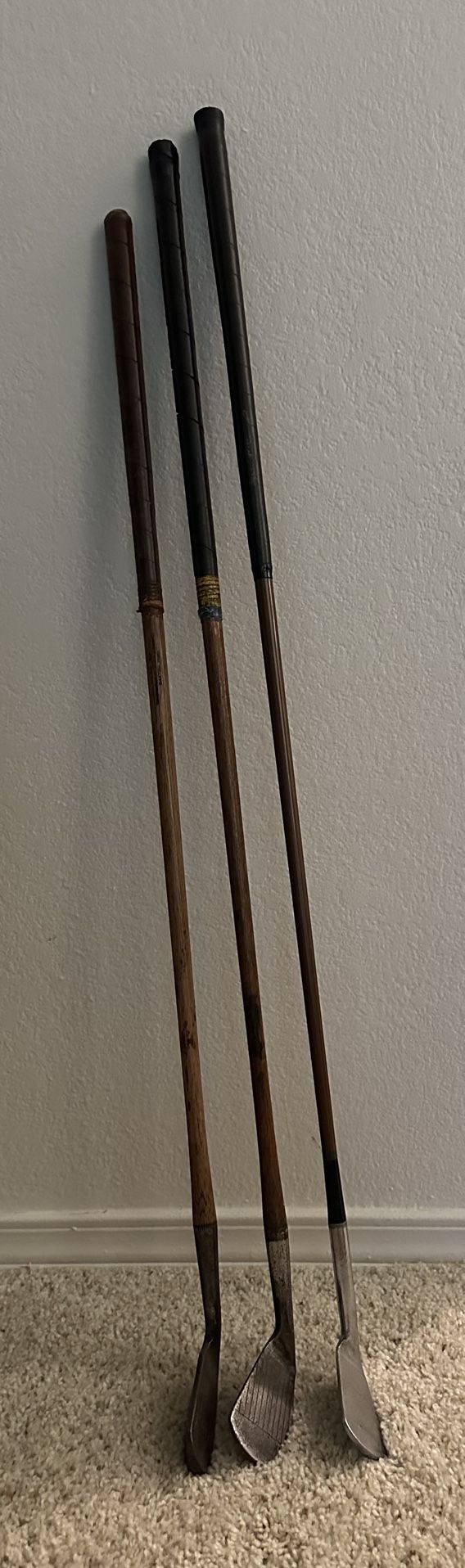 Lot Of 3 Vintage Wooden Shaft Golf Clubs