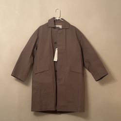 New With Tags Calvin Klein Khaki Elephant Gray Long Military Style Rain Trench Coat Jacket Water Resistant Men’s Unisex $268 Retail