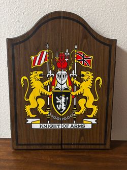Vintage Knight of Arms Dartboard Cabinet