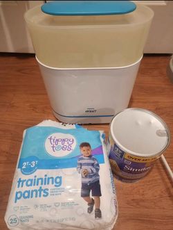 Philips avent bottle sterilizer and 2T diaper .
