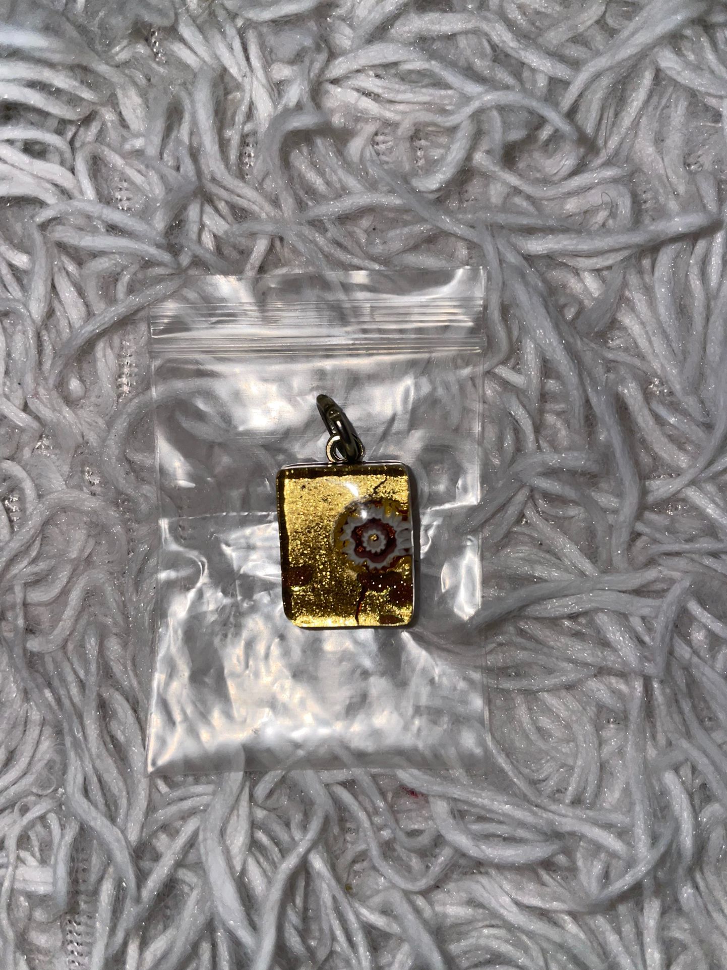 Italian Venice golden color flower glass pendant from Italy