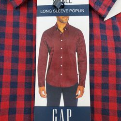 GAP Mens Size S  Merlot (Red) Plaid Long Sleeve  Shirt

