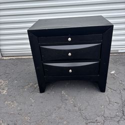 Black Wooden Nightstand 