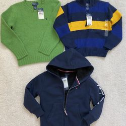 Toddler Boy New with Tags Polo and Tommy Hilfiger Sweaters and Jacket, Size 4-5