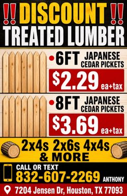 $2.29🔥6FT JAPANESE CEDAR PICKETS