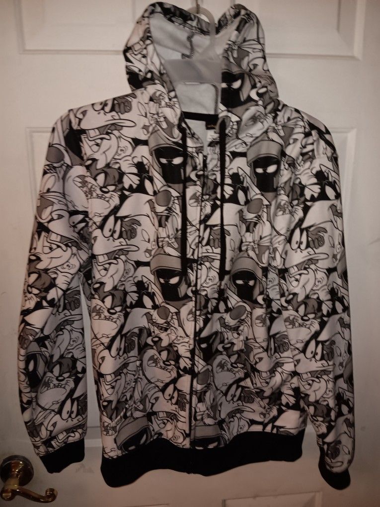 LOONEY TUNES HOODIE - Black & White Artwork of Many Characters
