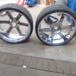 24 inch chrome rims and tires for sale 