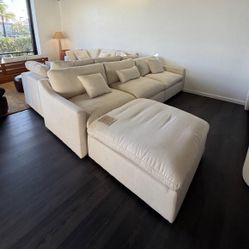 Cloud Slim Modular Sofa Chaise - 4-Seat Modern Sectional wI Reversible Ottoman - NEW + Free Delivery