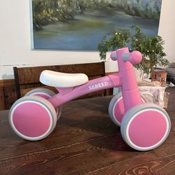 SEREED Toddler Balance Bike 4-Wheel – Pink Ride-On First Bike (Excellent)