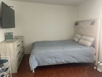 Dresser, bed frame , and mattress $350
