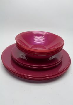 Set of 11 Pink Glass Dishes