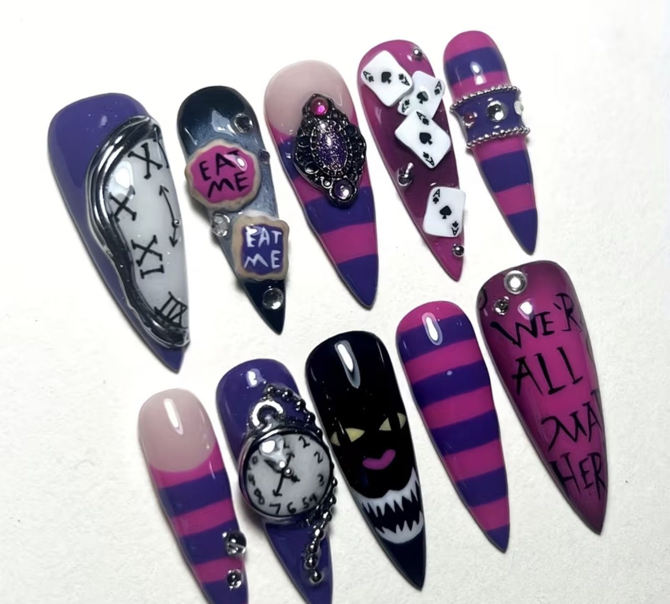 Handmade Alice in wonderland nails