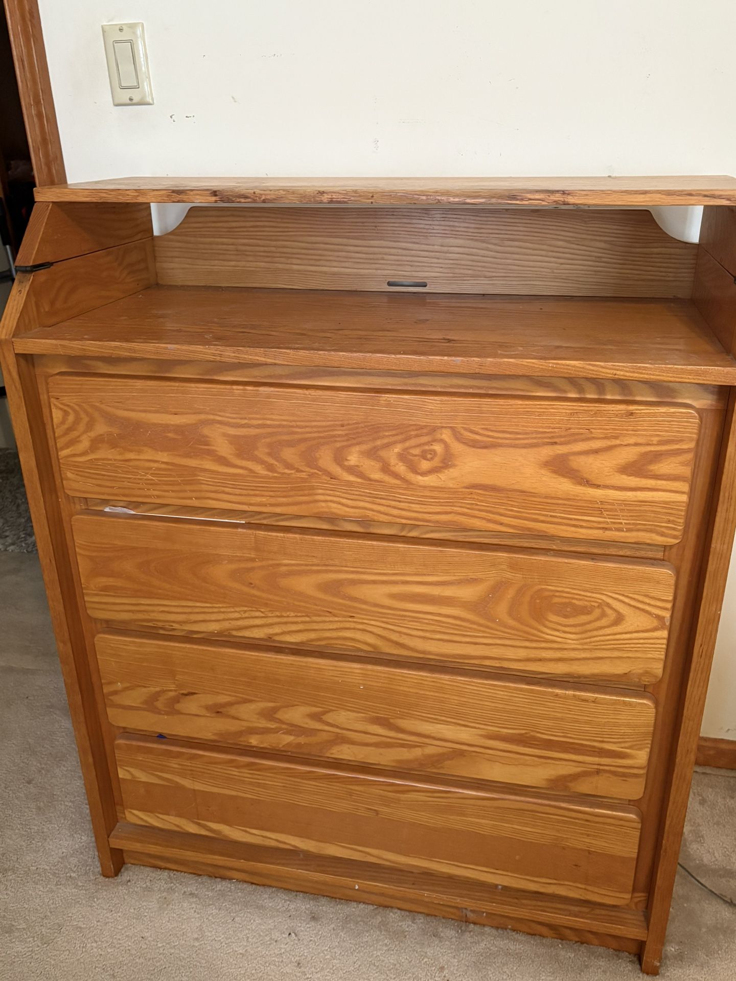 Wooden Chest Of Drawers Dresser and baby Changing Table