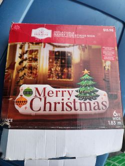 Holiday Time Inflatable Merry Christmas Sign 6ft