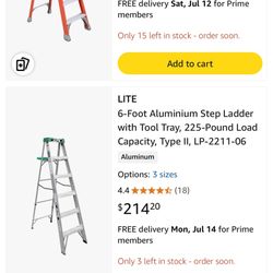6 Ft Aluminum Ladder 225 Capacity 