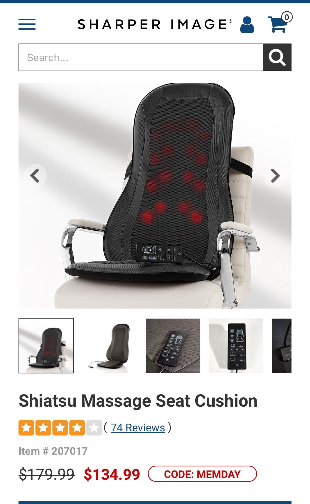 Sharper Image Shiatsu Body Massage Seat