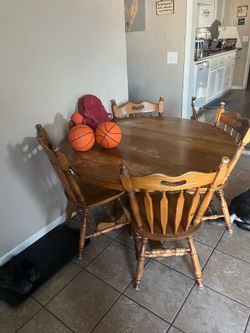 Solid Wood round table with 5 chairs