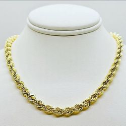 22” 4.5mm 10k Gold Diamond Cut Rope Chain Necklace