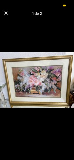 Framed Floral Print with Gold Frame