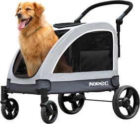 ONLY $95: Folding Pet Stroller with Adjustable Handle, All-Terrain 4-Wheel, 160 Ibs Capacity