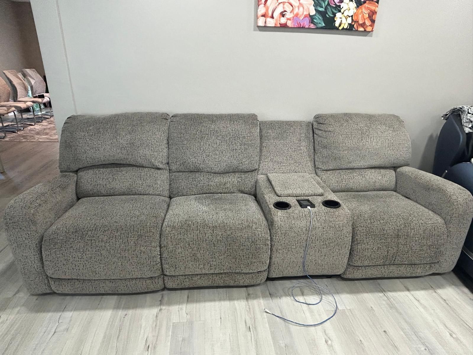 Couch, tv stand and dresser with mirror