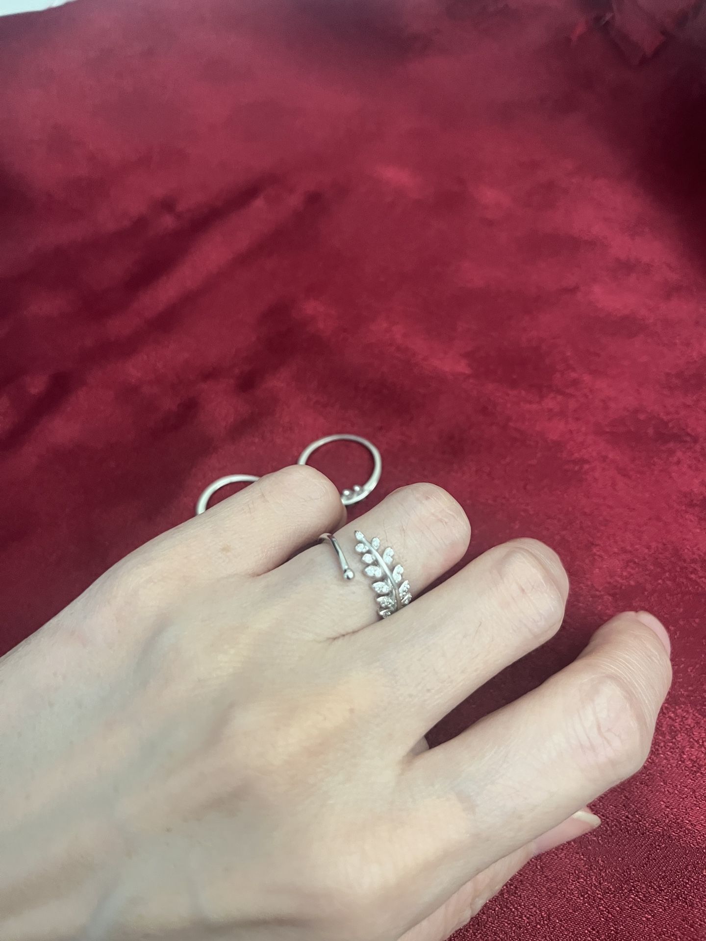 Handmade Adjustable Plant Shape Open Silver Ring
