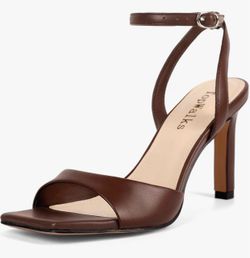 Women’s Square Open Toe Stiletto Ankle Strap Sandals – Size 8.5