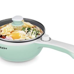 Dezin Electric Hot Pot Upgraded, Non-Stick Sauté Pan, Rapid Noodles Cooker, 1.5L Mini Pot for Steak, Egg, Fried Rice, Ramen, Oatmeal, Soup with Power 