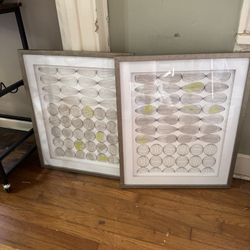 2 framed abstract, MCM Litho By Evangeline Taylor  