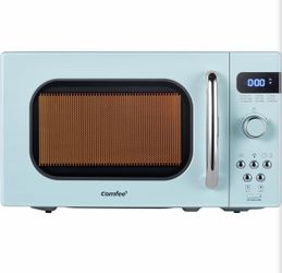 COMFEE' Retro Small Microwave Oven in Light Blue